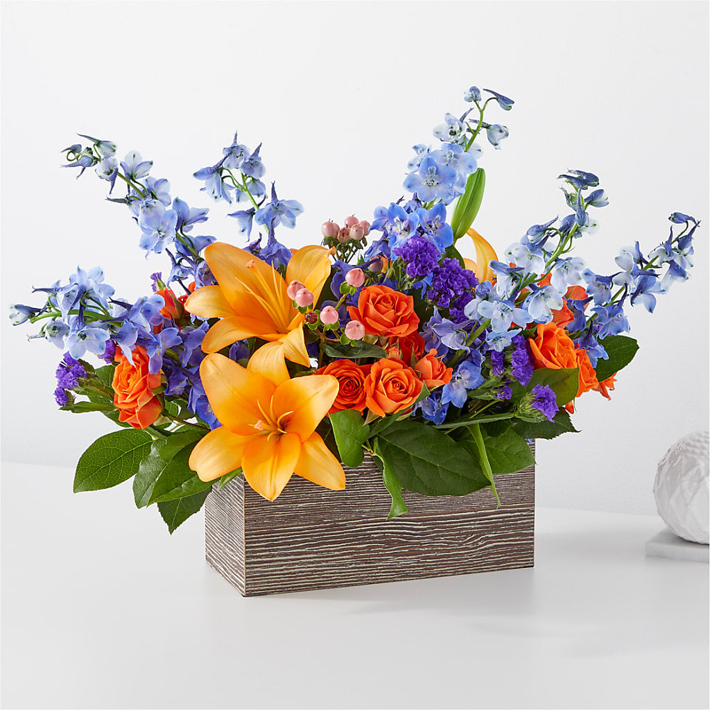 Radiant Citrus Box Bouquet – EAST MAIN GARDENS FLRST & GREENHSES INC, Niles MI