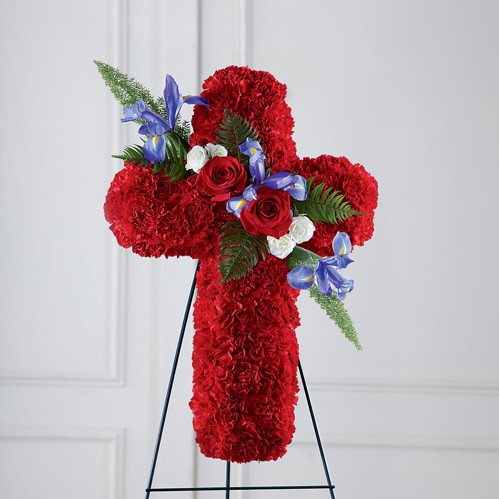 Faithful Hero Floral Cross – EAST MAIN GARDENS FLRST & GREENHSES INC, Niles MI
