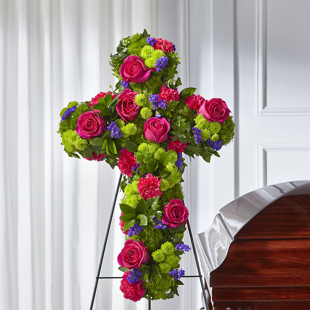 Tribute Rose Floral Cross – EAST MAIN GARDENS FLRST & GREENHSES INC, Niles MI