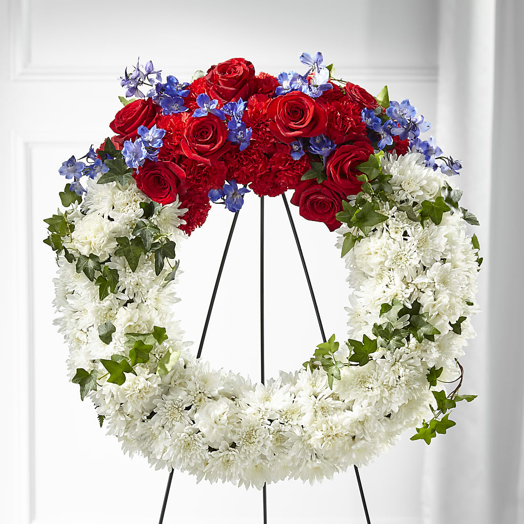 Patriotic Passion Wreath – EAST MAIN GARDENS FLRST & GREENHSES INC, Niles MI
