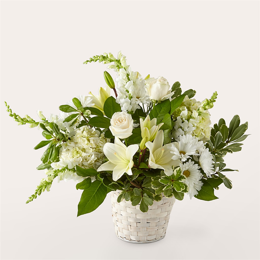 Ivory Elegance Floral Basket – EAST MAIN GARDENS FLRST & GREENHSES INC, Niles MI