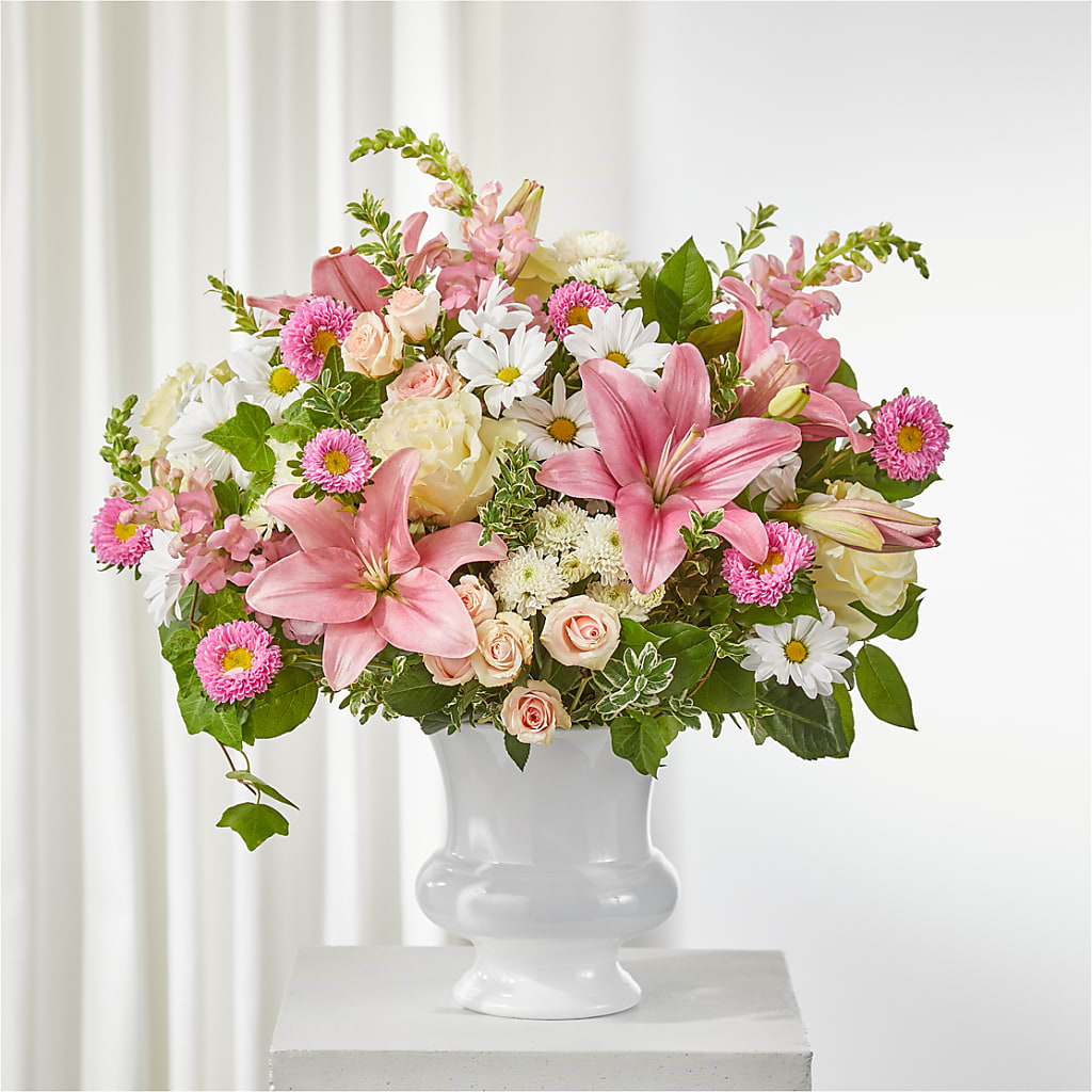 Empathetic Blooms Urn Arrangement – EAST MAIN GARDENS FLRST & GREENHSES INC, Niles MI