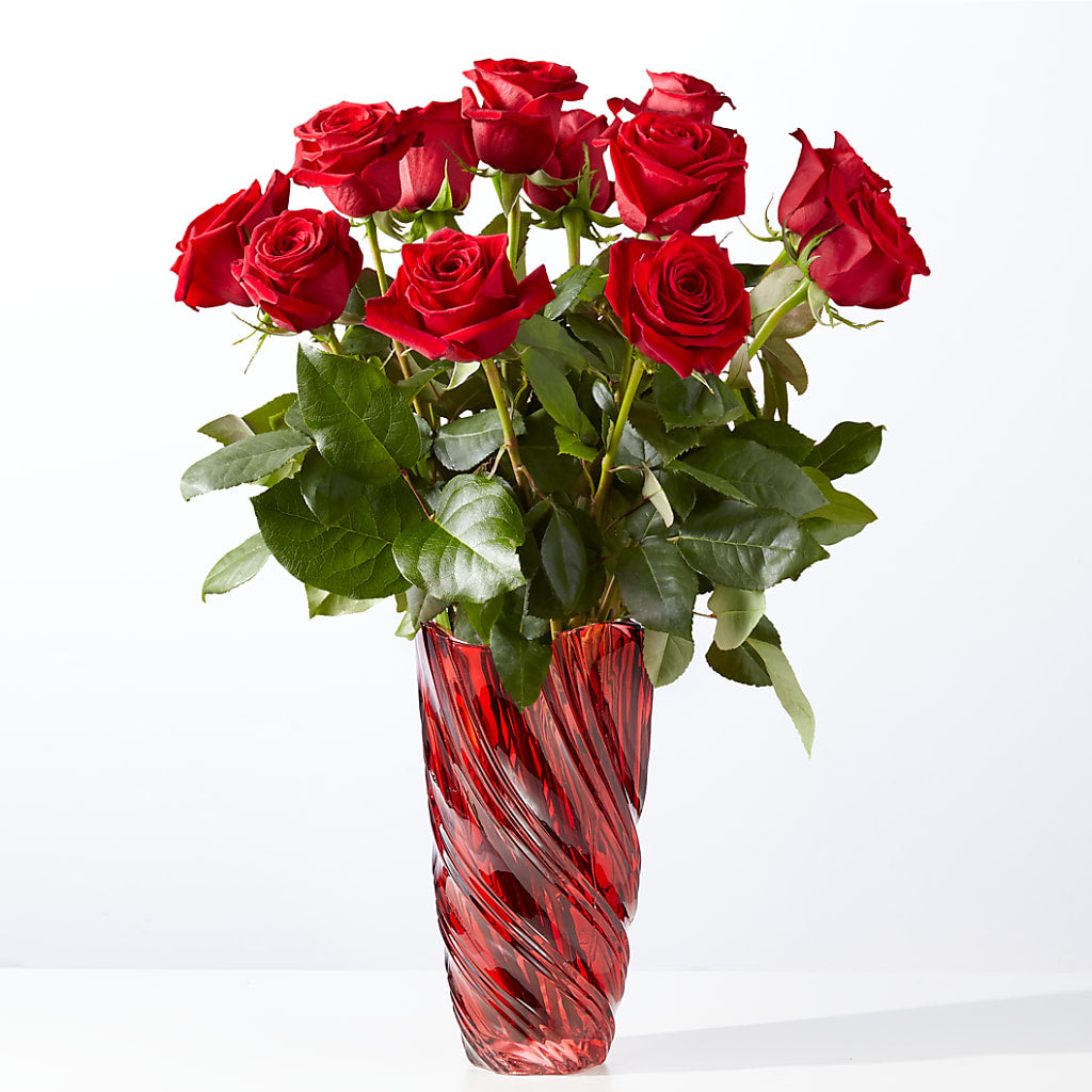 Classic Love Red Rose Bouquet with Luxe Swirl Vase – EAST MAIN GARDENS FLRST & GREENHSES INC, Niles MI