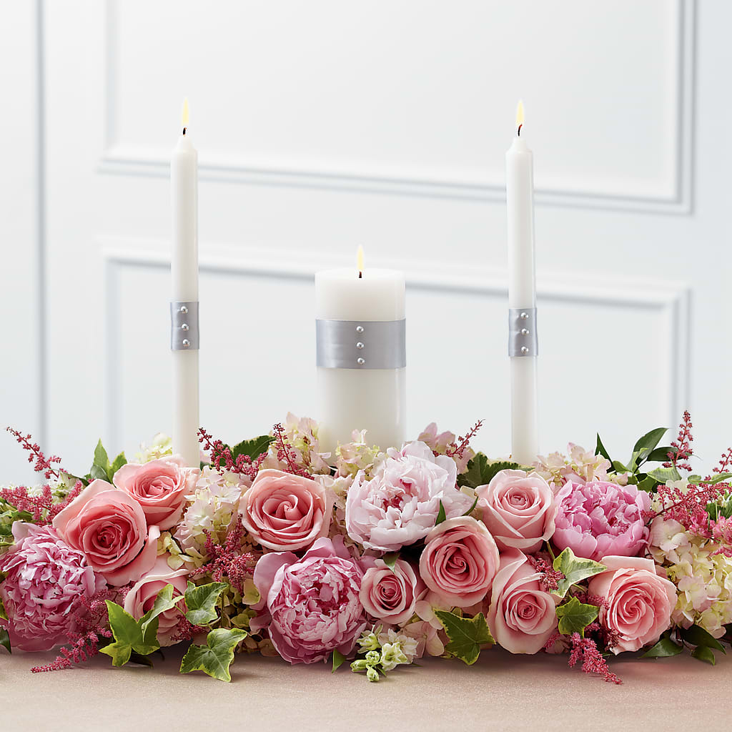 Worldwide Romance Unity Candle Arrangement – EAST MAIN GARDENS FLRST & GREENHSES INC, Niles MI