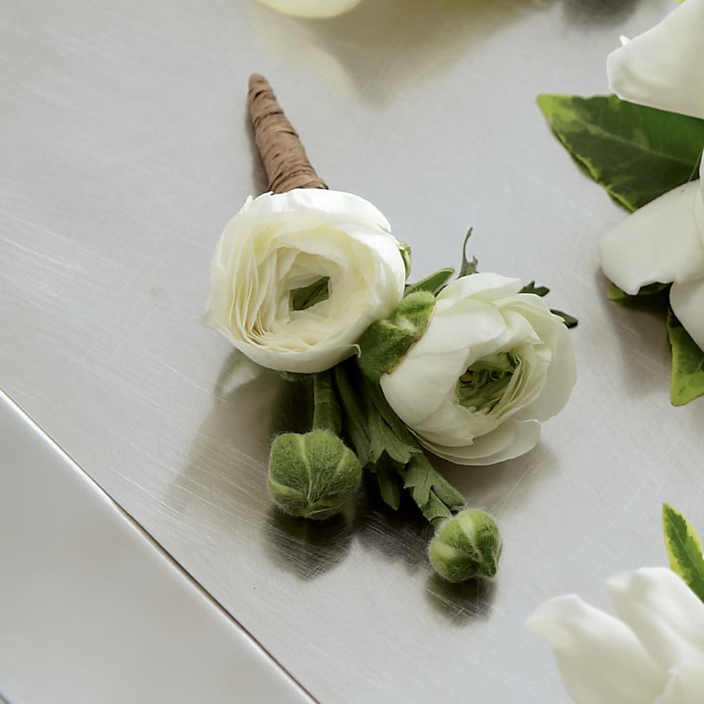 White Ranunculus Boutonniere – EAST MAIN GARDENS FLRST & GREENHSES INC, Niles MI