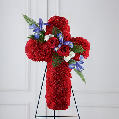 Faithful Hero Floral Cross – EAST MAIN GARDENS FLRST & GREENHSES INC, Niles MI