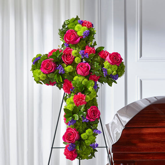 Tribute Rose Floral Cross – EAST MAIN GARDENS FLRST & GREENHSES INC, Niles MI