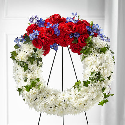 Patriotic Passion Wreath – EAST MAIN GARDENS FLRST & GREENHSES INC, Niles MI