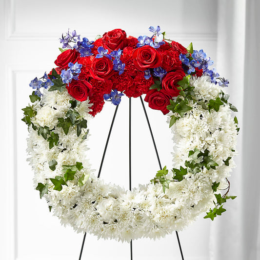 Patriotic Passion Wreath – EAST MAIN GARDENS FLRST & GREENHSES INC, Niles MI