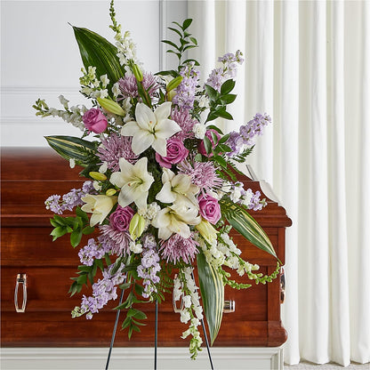 Grateful Hearts Standing Spray – EAST MAIN GARDENS FLRST & GREENHSES INC, Niles MI
