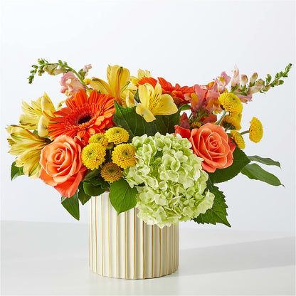 Autumn Sunshine Bouquet with Ivory Vase – EAST MAIN GARDENS FLRST & GREENHSES INC, Niles MI