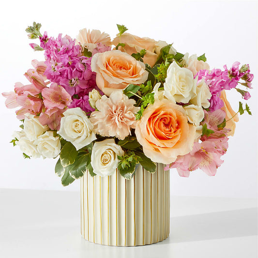 Paradise Bouquet with Ivory Vase – EAST MAIN GARDENS FLRST & GREENHSES INC, Niles MI
