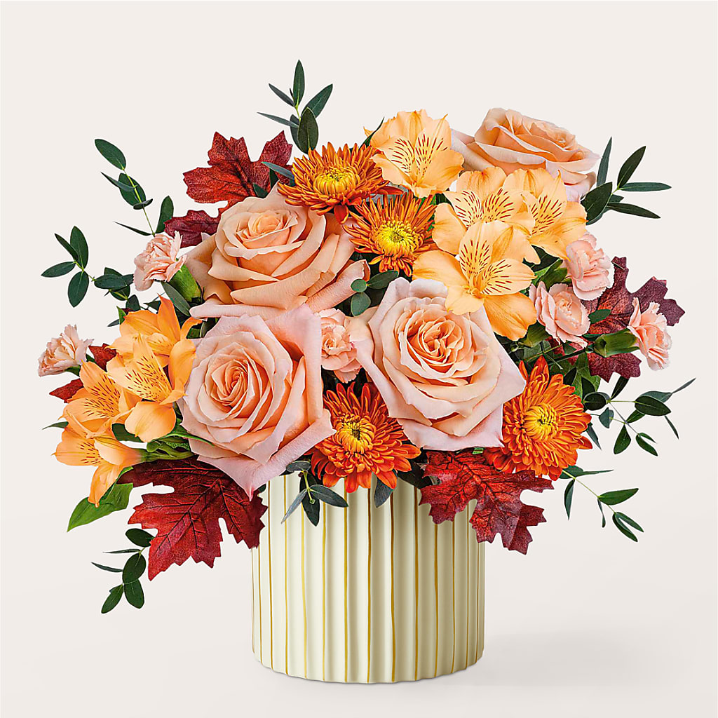 Spiced Latte Bouquet with Ivory Vase – EAST MAIN GARDENS FLRST & GREENHSES INC, Niles MI