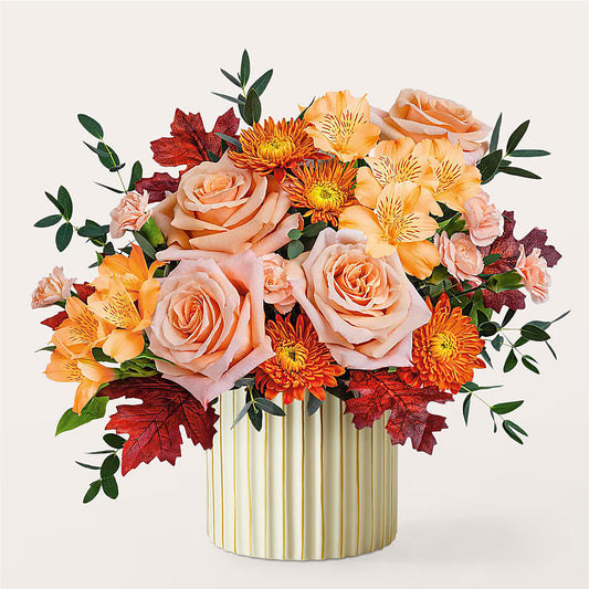 Spiced Latte Bouquet with Ivory Vase – EAST MAIN GARDENS FLRST & GREENHSES INC, Niles MI