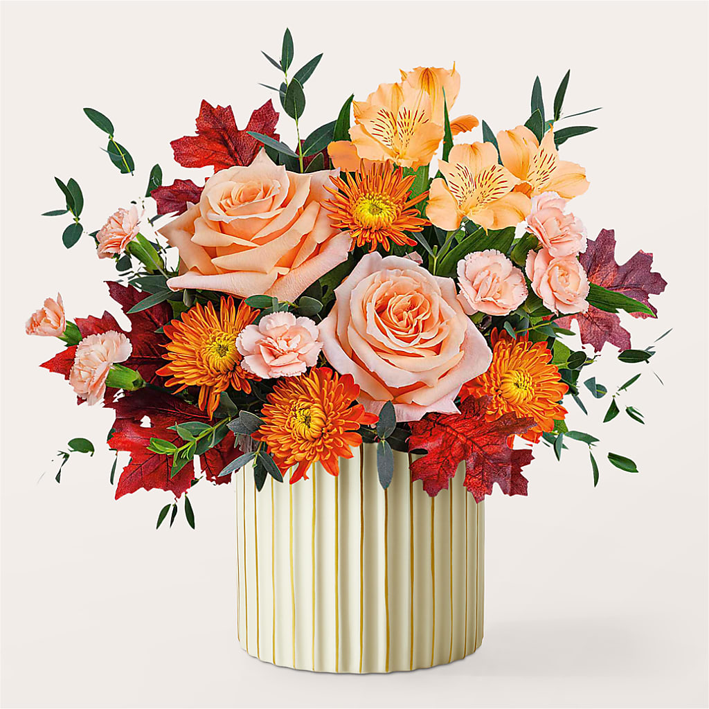 Spiced Latte Bouquet with Ivory Vase – EAST MAIN GARDENS FLRST & GREENHSES INC, Niles MI