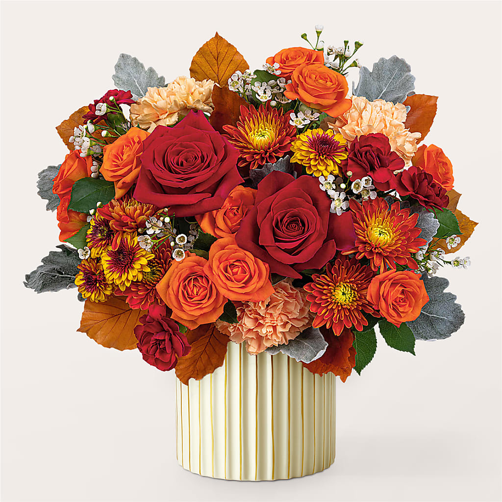 Merlot Bouquet with Ivory Vase – EAST MAIN GARDENS FLRST & GREENHSES INC, Niles MI