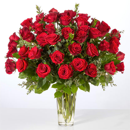 Forever Yours Fifty Stem Red Rose Bouquet – EAST MAIN GARDENS FLRST & GREENHSES INC, Niles MI